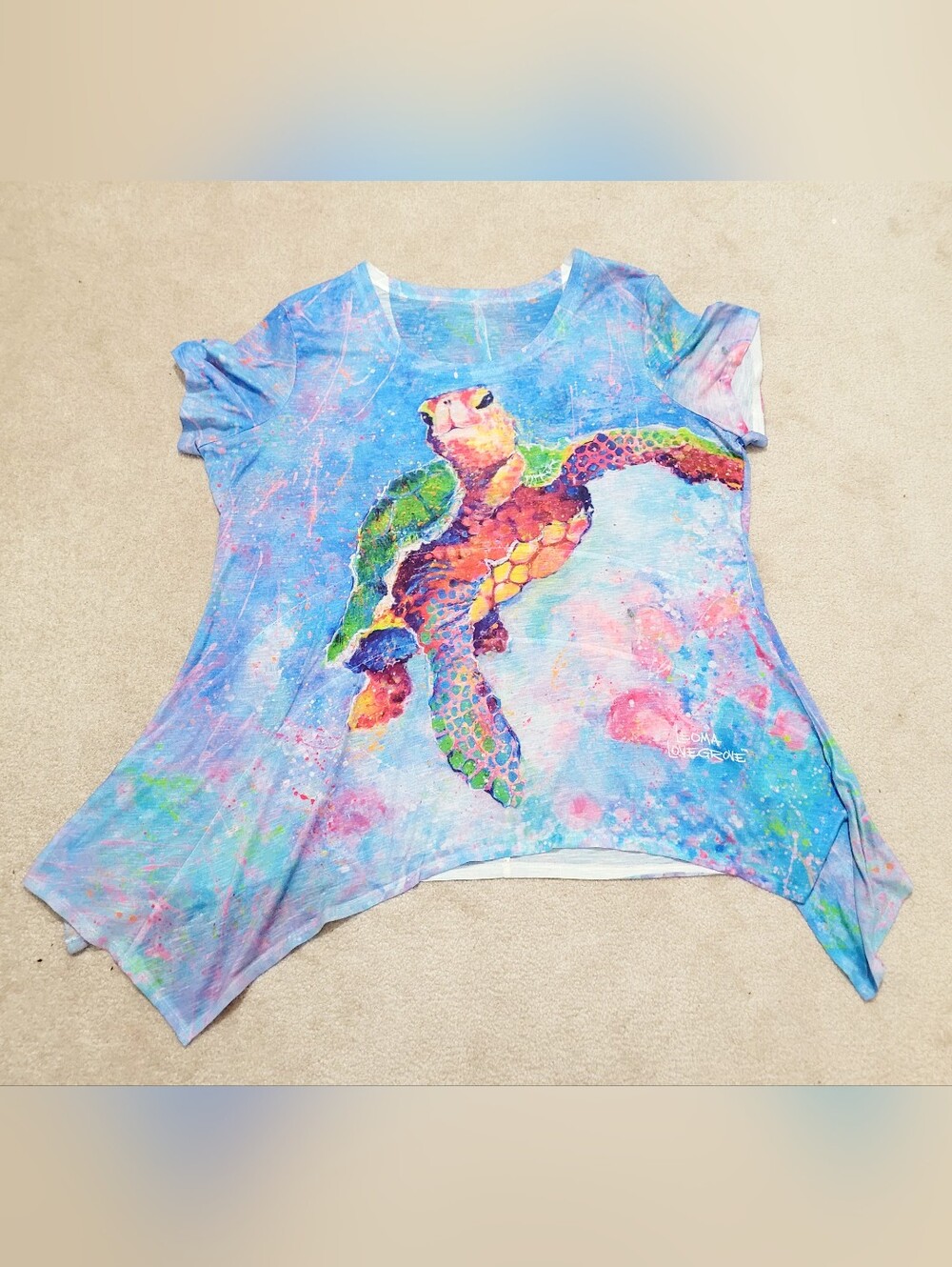 Leoma Lovegrove Sea Turtle Tunic Top Beach Cover Up Size XL Coastal Resort Art - Picture 10 of 10